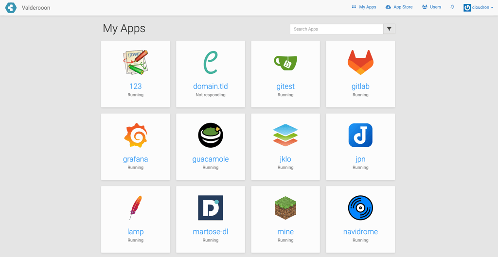 cloudron dashboard