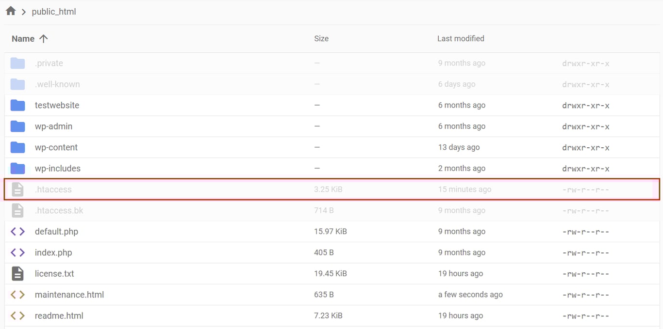 Locating .htaccess file using File Manager