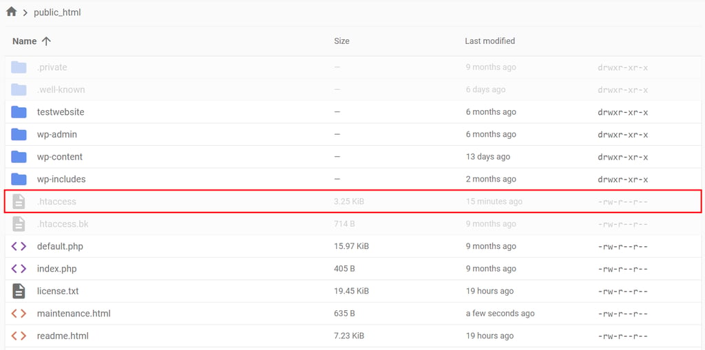 Locating .htaccess file using File Manager