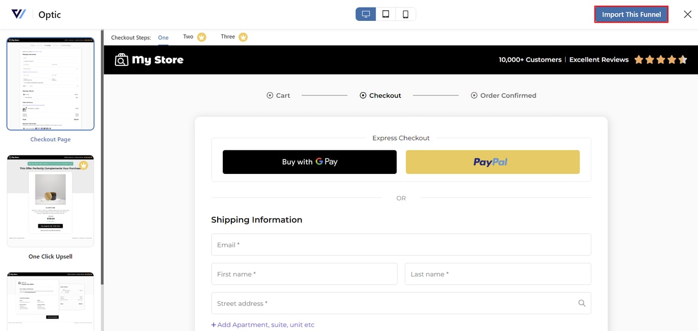 Importing a FunnelKey store checkout template