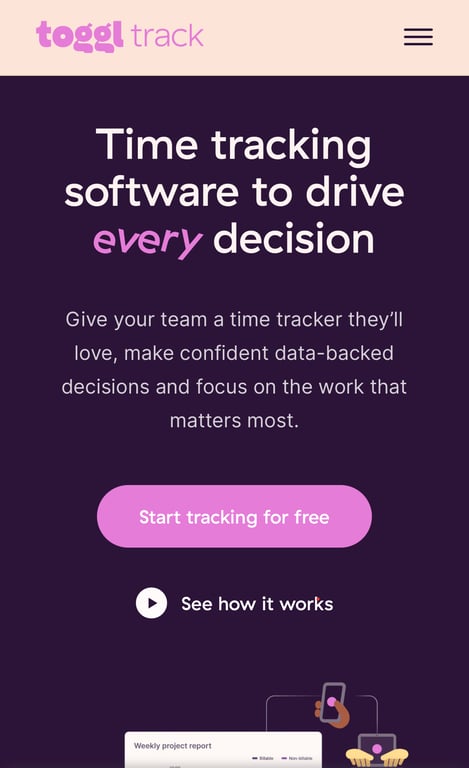 Example of a hamburger menu icon on a mobile screen.