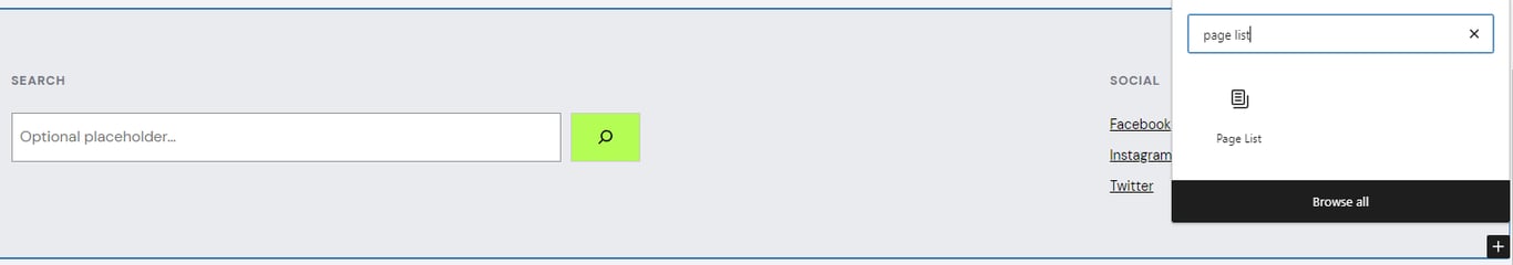 The add block option in the Gutenberg editor