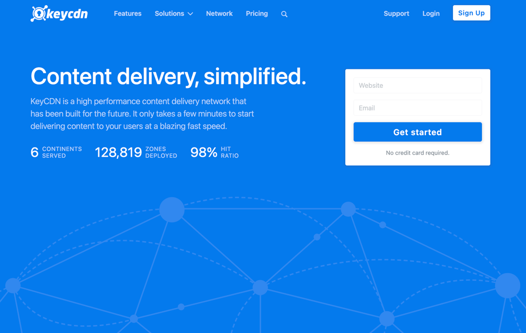 KeyCDN's official homepage