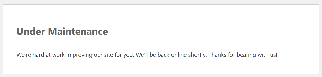 Custom maintenance mode message for WordPress