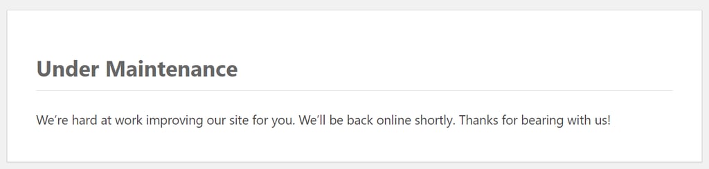 Custom maintenance mode message for WordPress