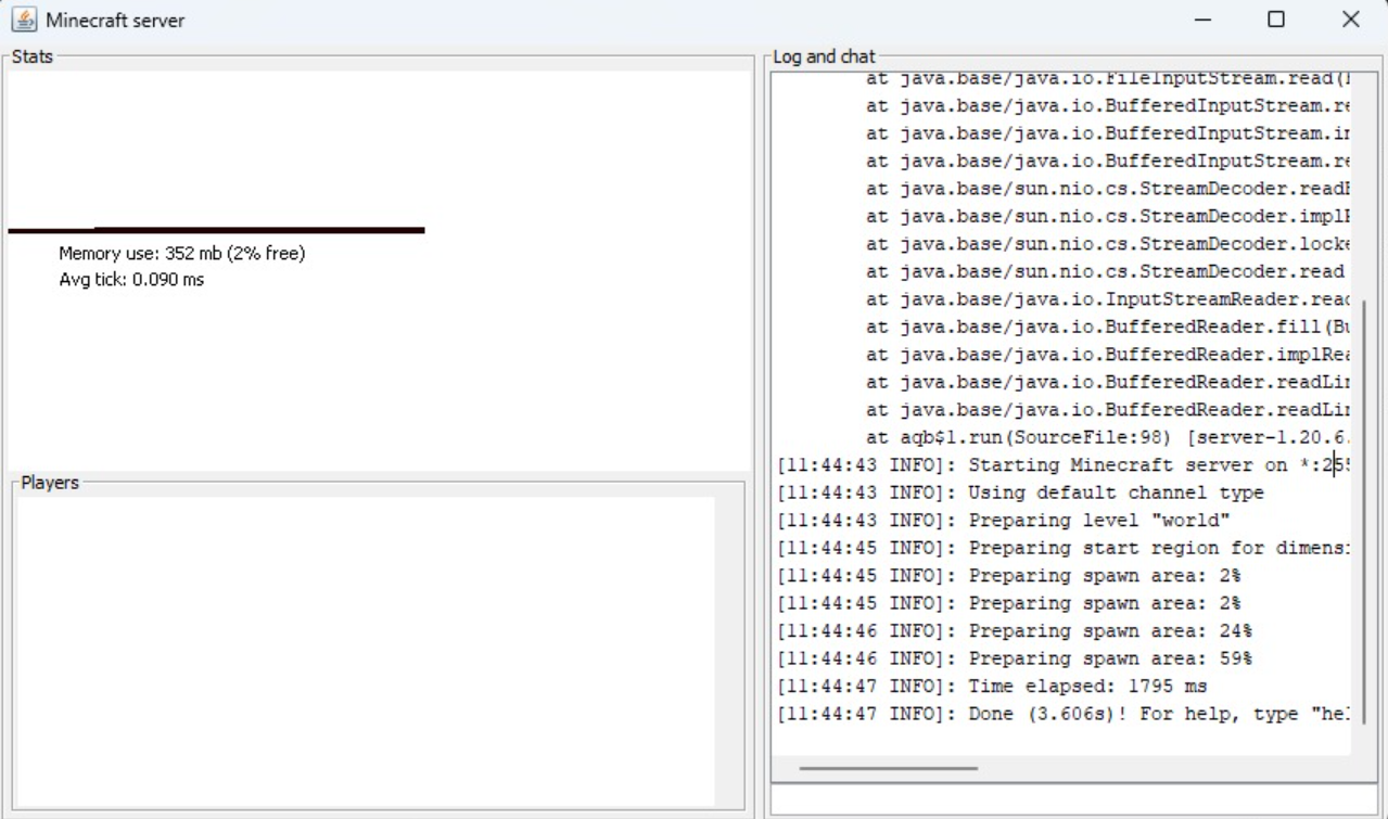 Minecraft server GUI in Windows