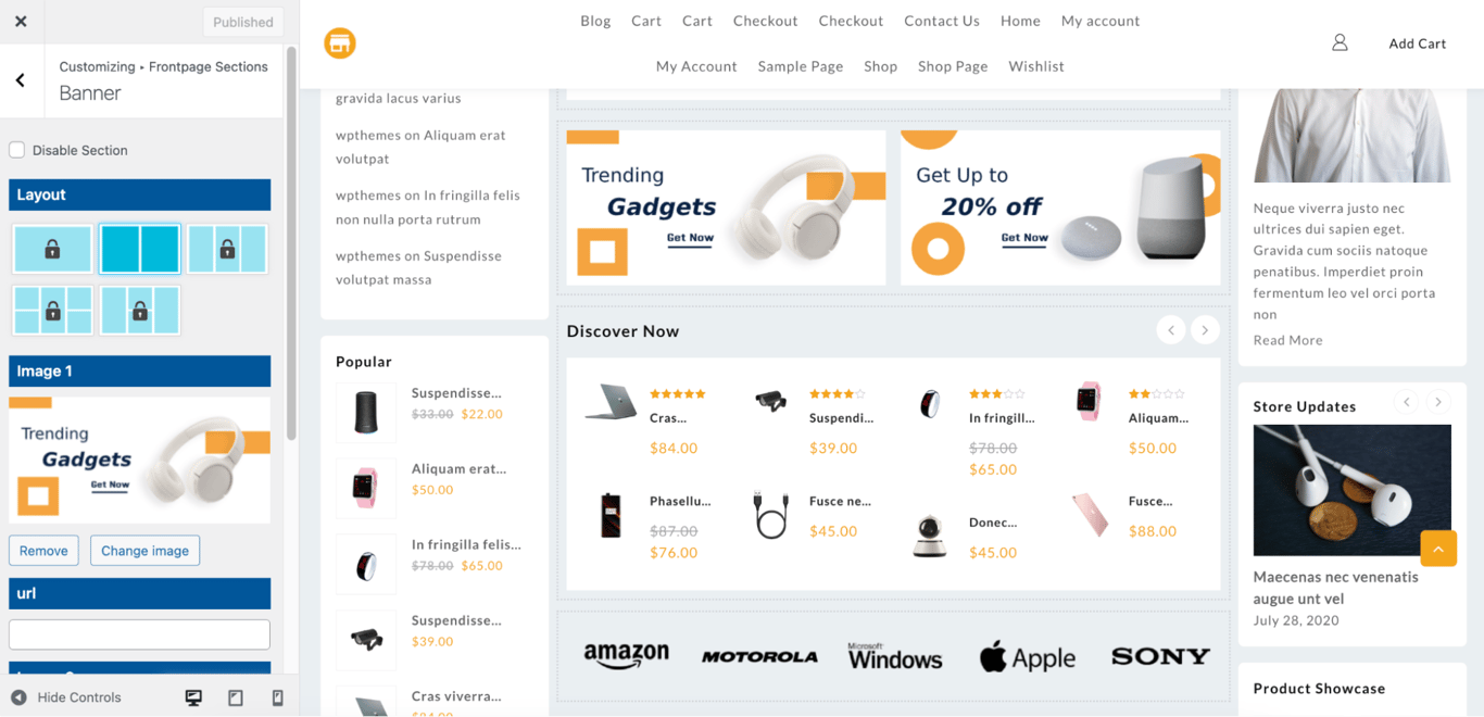 Brand section in Top Store Pro