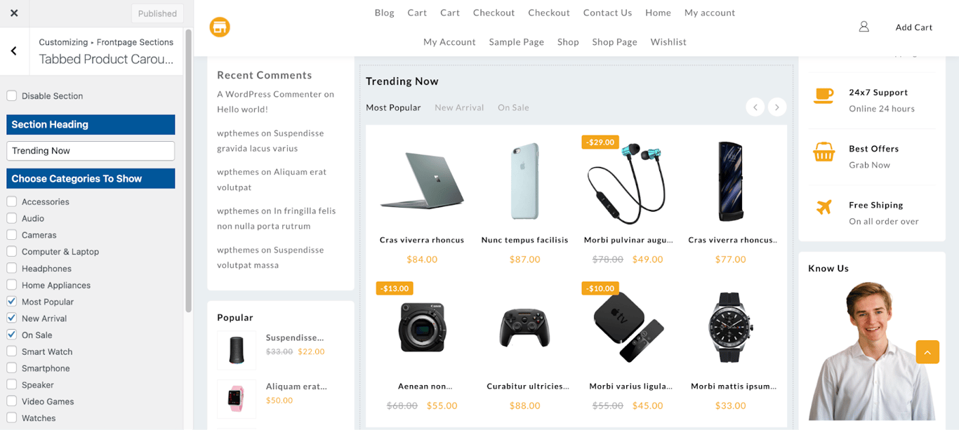 Top Store Pro carousel customization