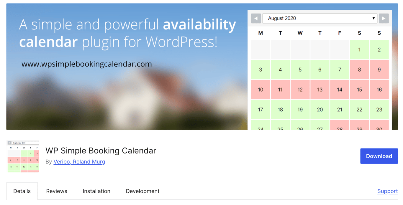 WP Simple Booking Calendar plugin banner