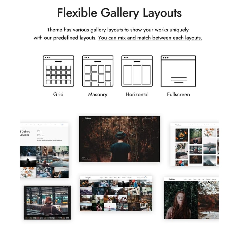 framed theme different portfolio layouts