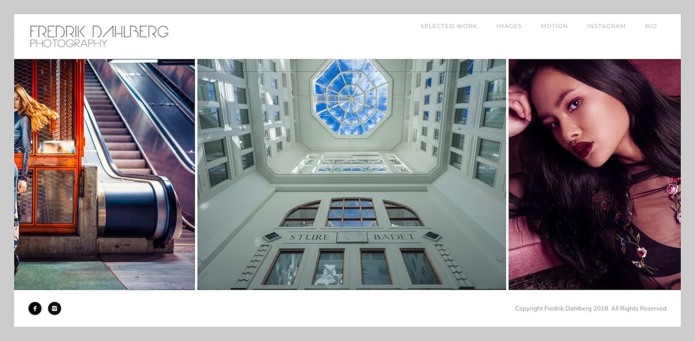 Oshine horizontal portfolio layout