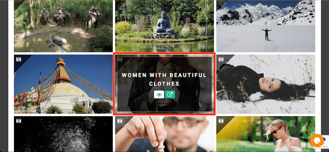 Infinite photography portfolio hover over effects