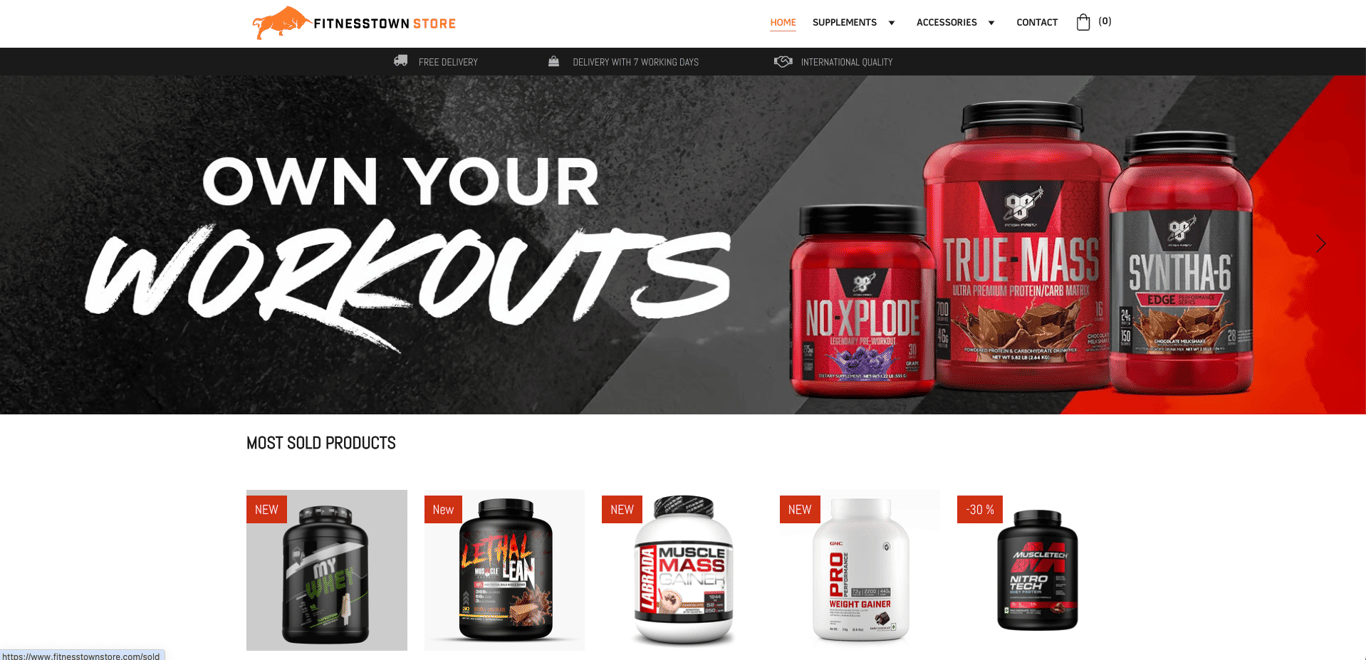 Fitnesstown Store landing page