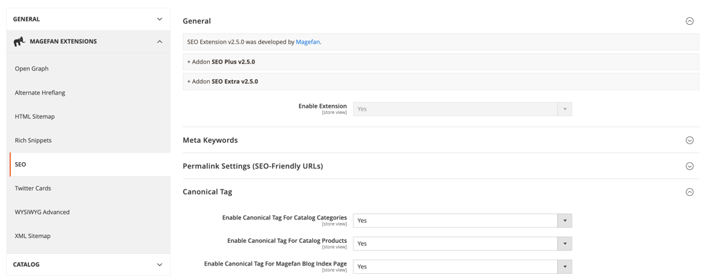 All-in-One SEO Tool by Magefan's demo admin