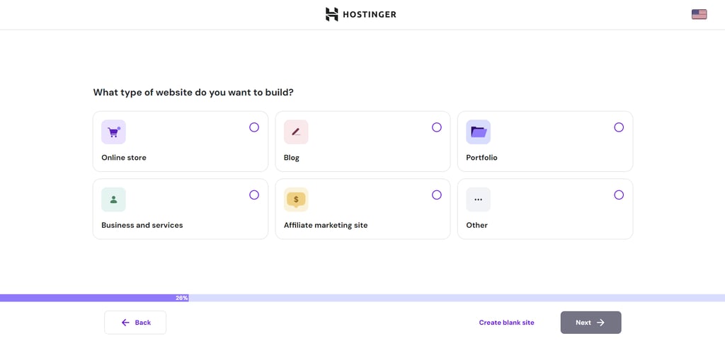 WordPress onboarding flow in Hostinger