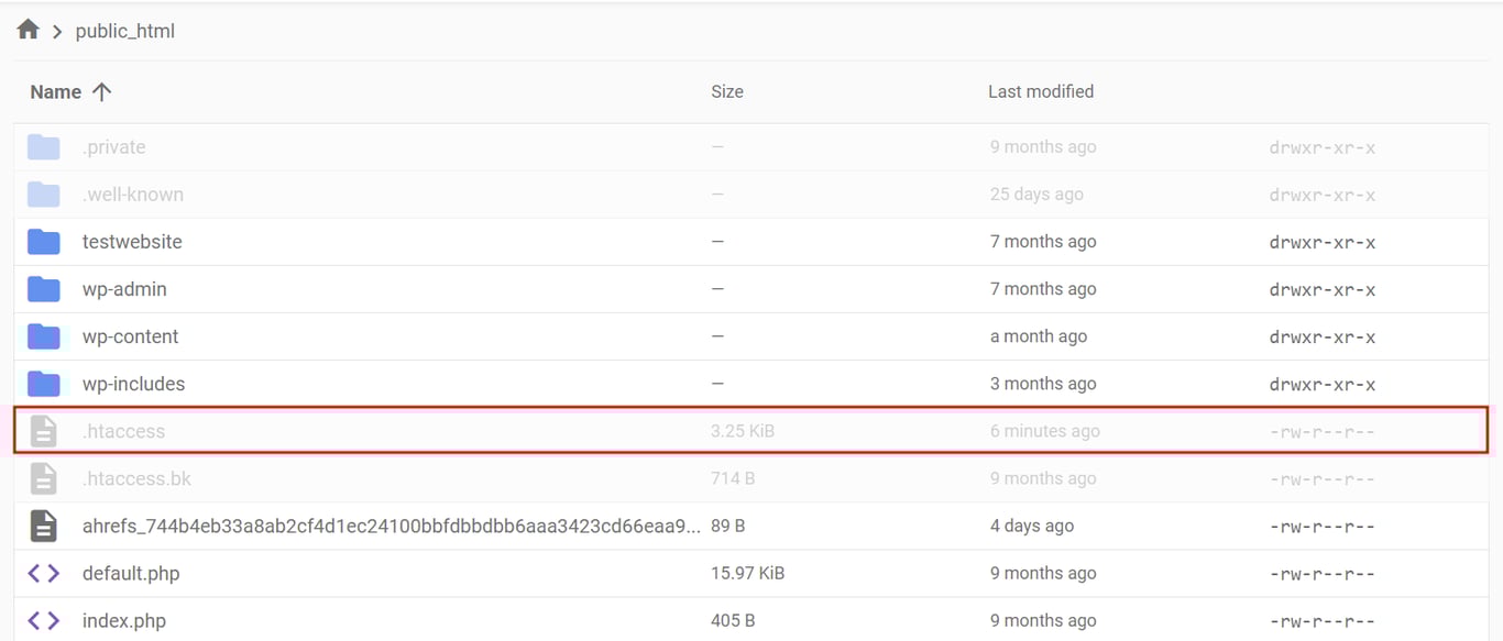 Locating .htaccess in the root directory using Hostinger's File Manager