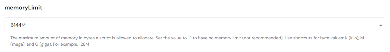 PHP memory limit in Hostinger's hPanel