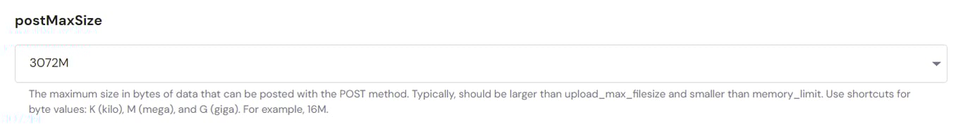 PHP maximum POST size in Hostinger's hPanel