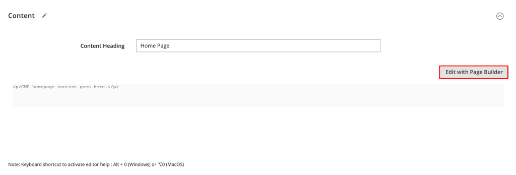 The Edit with Page Builder button in Magento