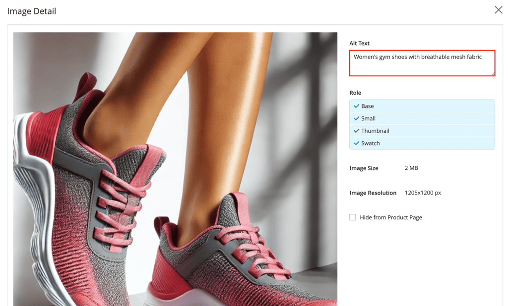 The Alt Text field in Magento