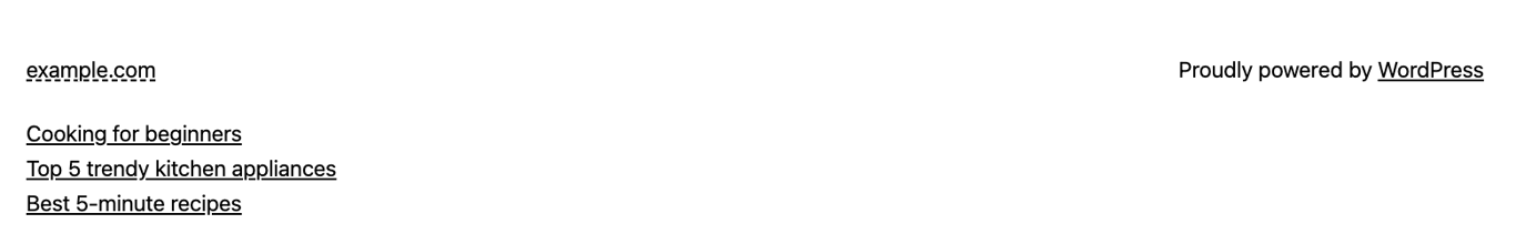 Example of how the Recent Posts widget looks like on a block theme