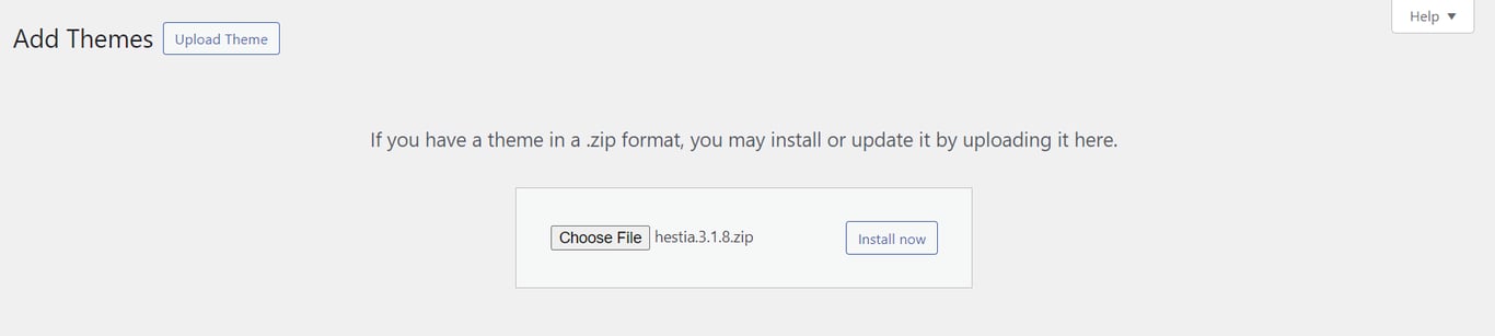 Installing a WordPress theme using the upload method