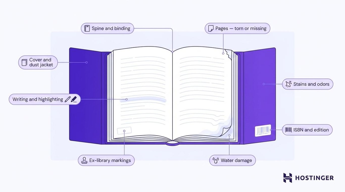 Checking the book's physical condition