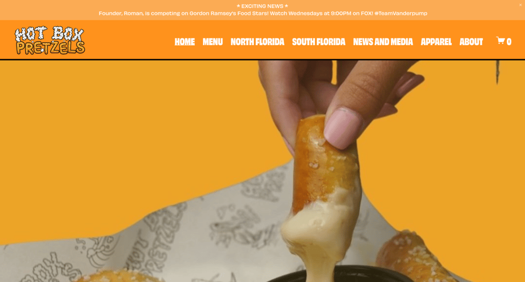 Hot Box Pretzels homepage
