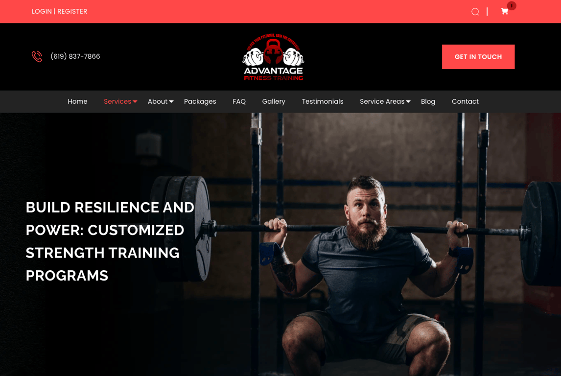Strength training coaching page on Advantage Fitness training