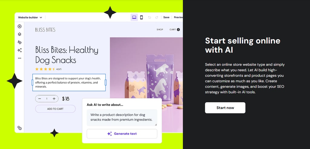 Hostinger eCommerce Website Builder landing page