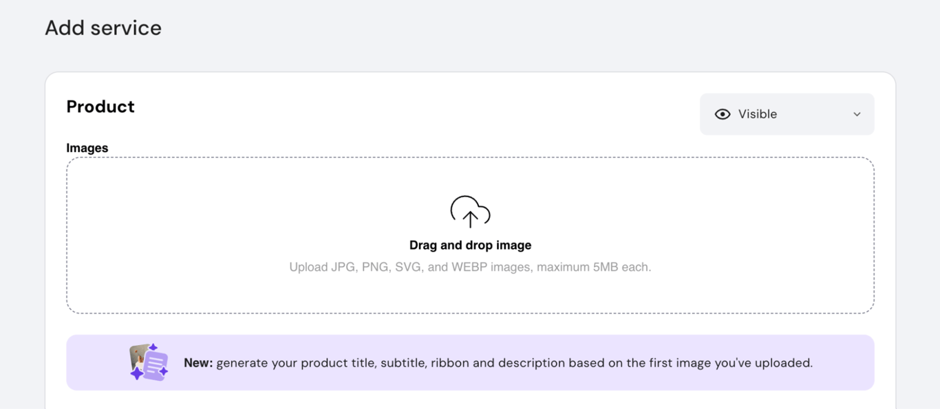 Closeup of new product pages in Store manager