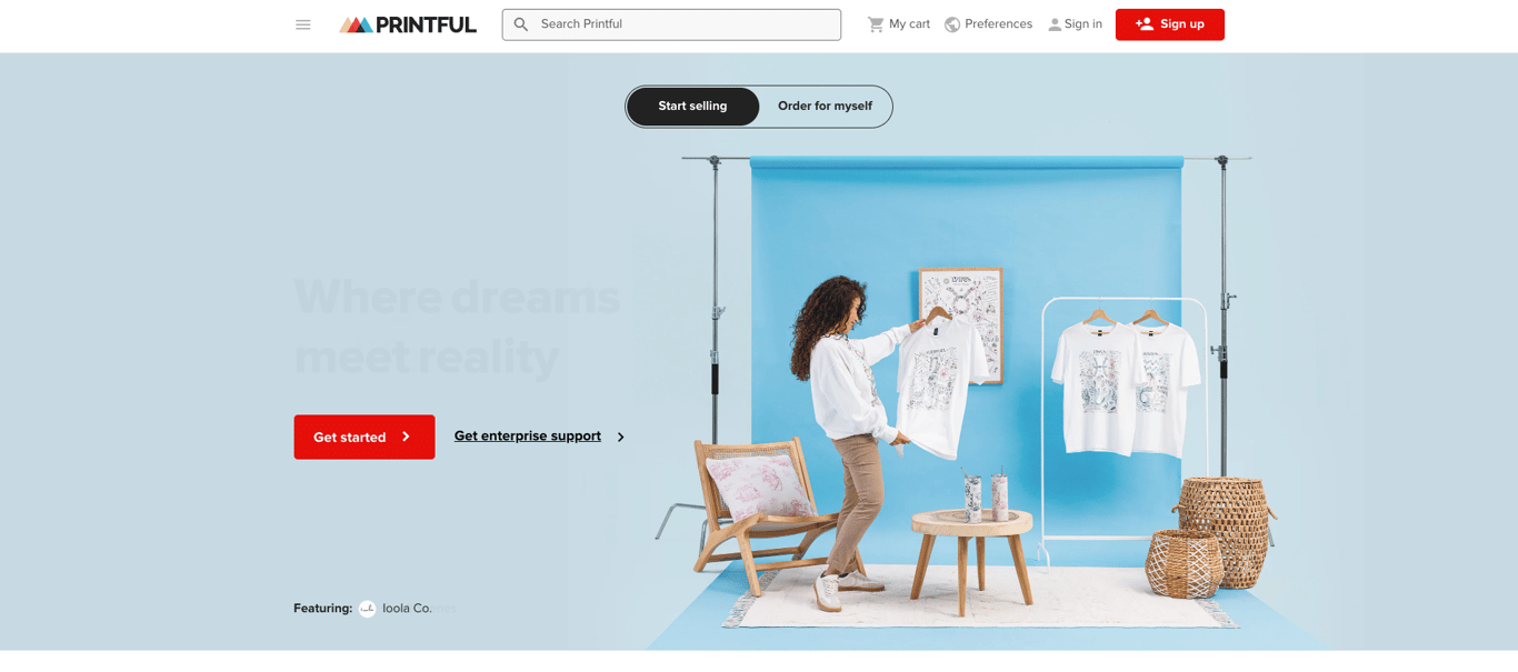 Example of a print-on-demand platform by Printify