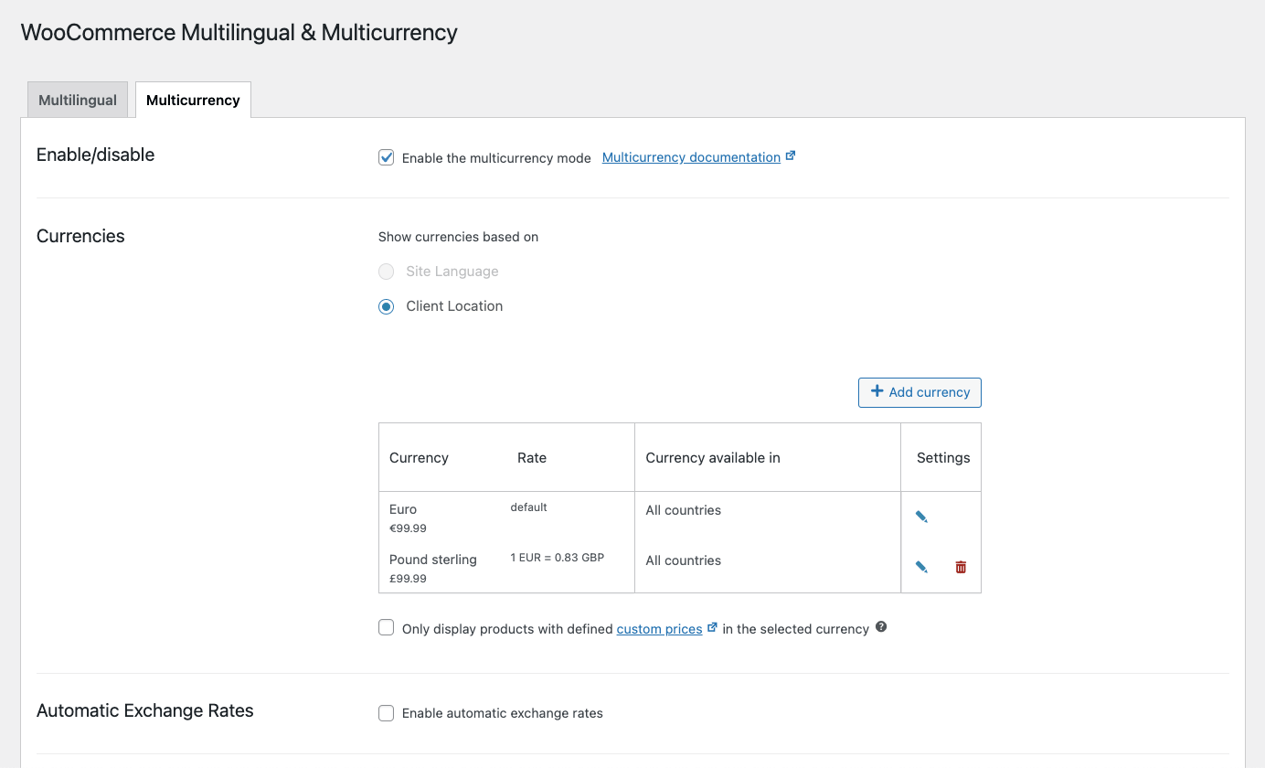 WooCommerce Multilingual & Multicurrency with WPML inteface