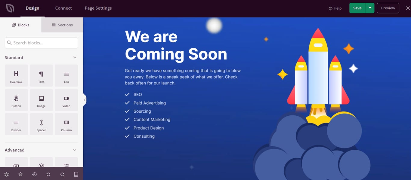 SeedProd's page editor interface