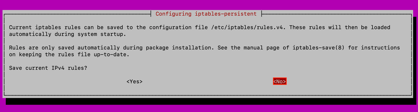 iptables' IPv4 rules prompt