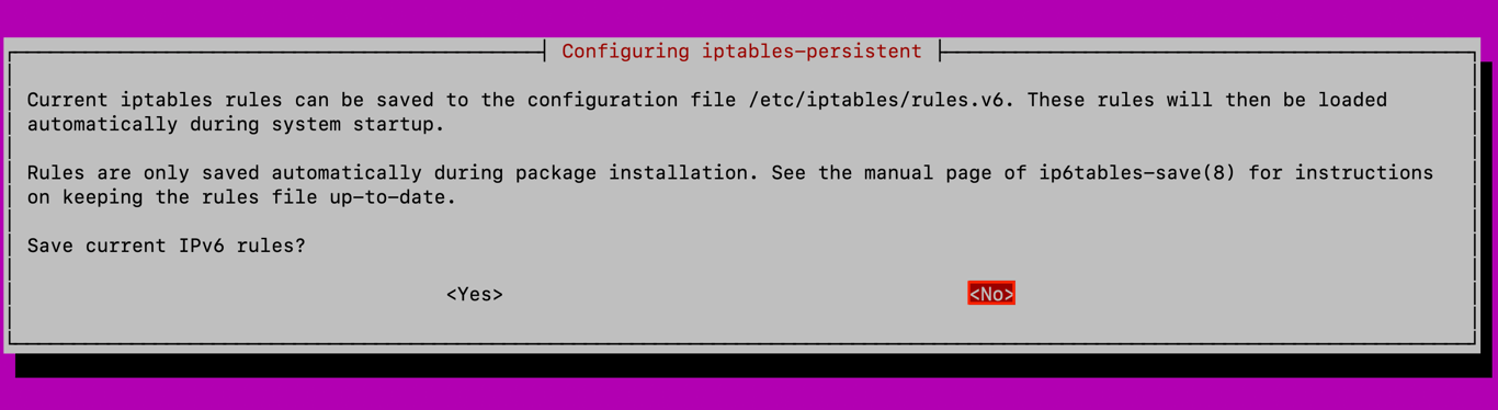 iptables' IPv6 rules prompt