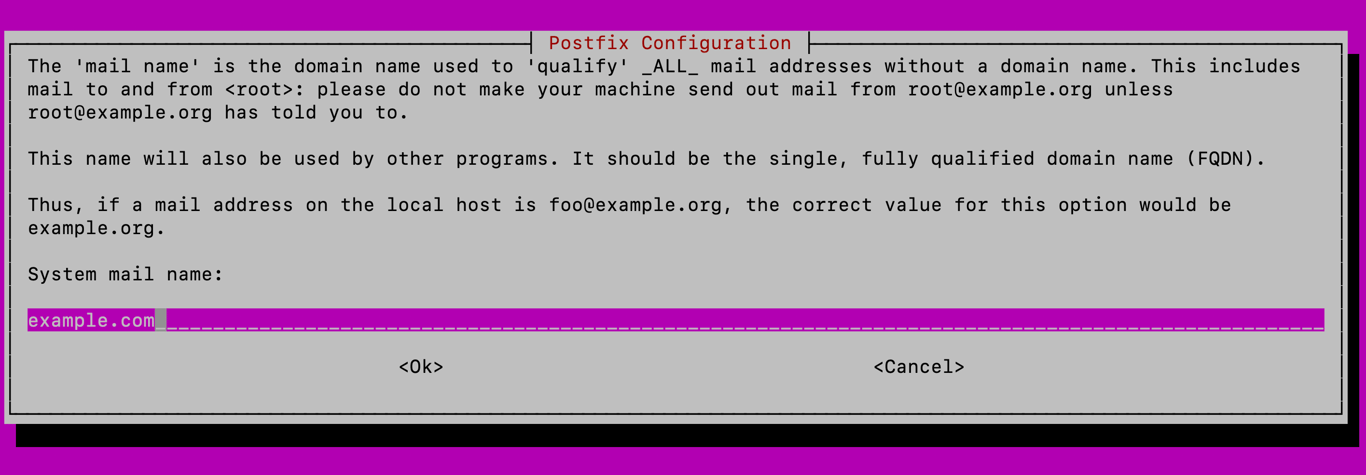 Postfix's System mail name field