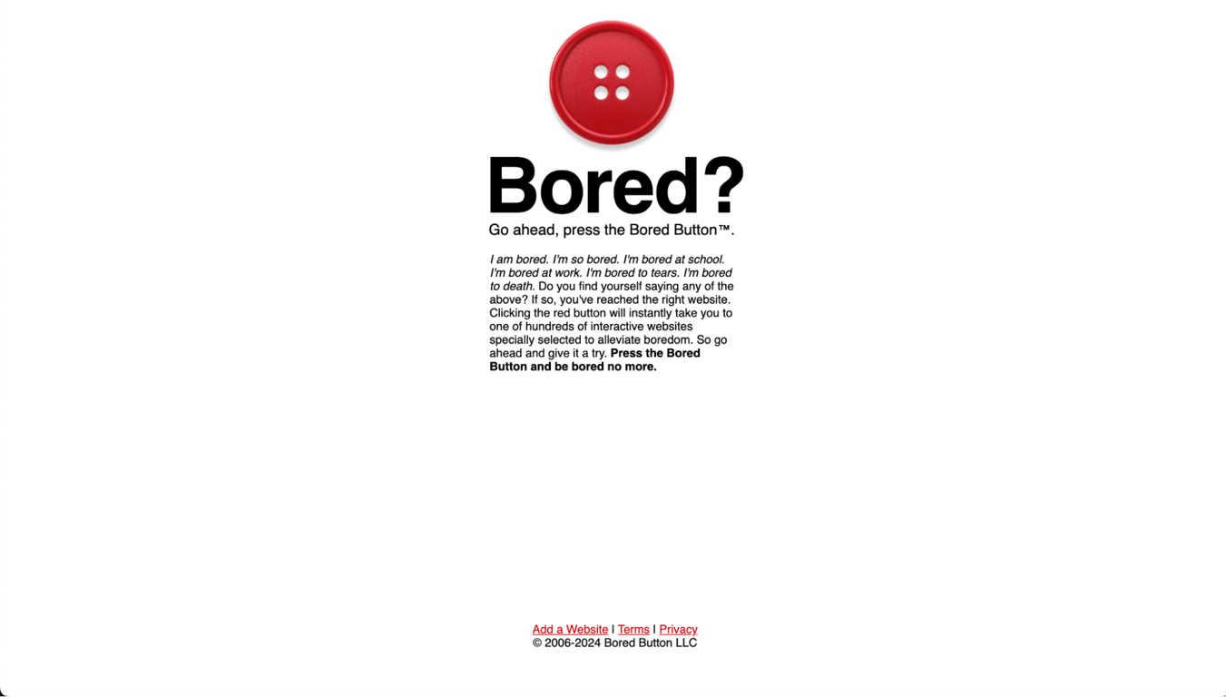 Bored button homepage