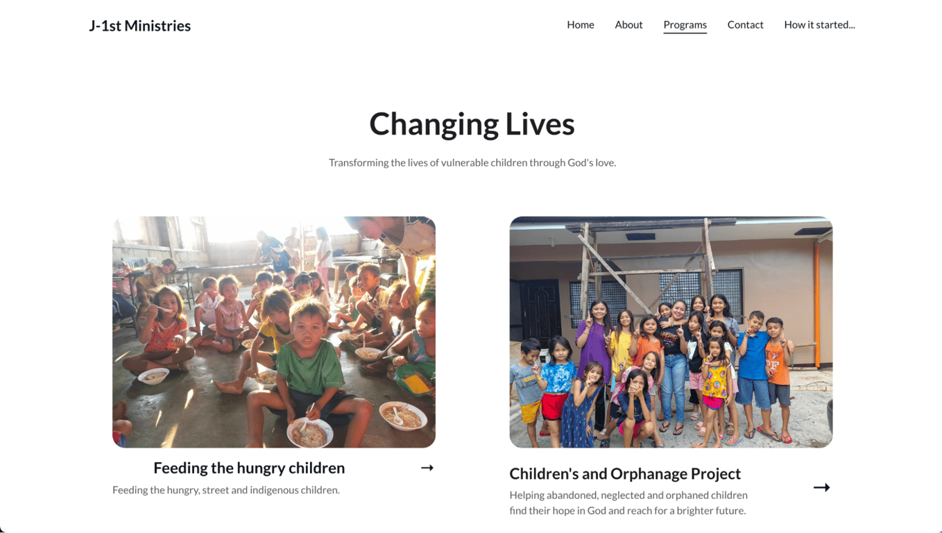 J-1st Ministries programs page