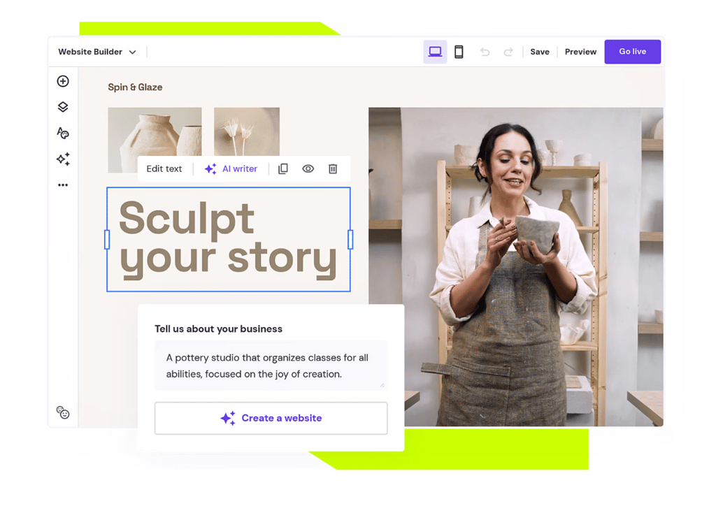 Mockup of Hostinger Website Builder editor