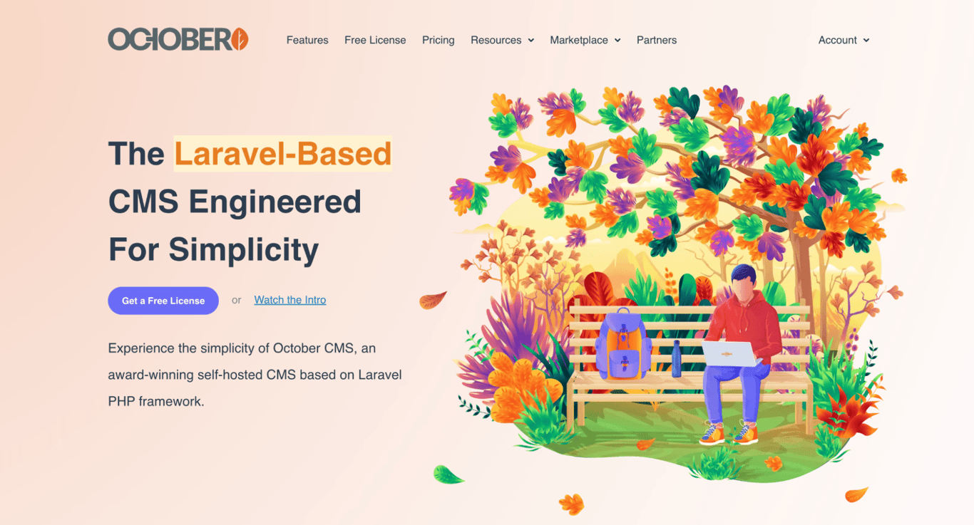 October CMS homepage