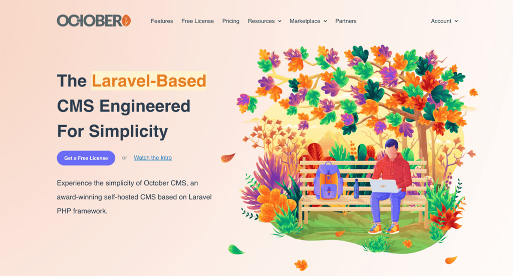 October CMS homepage