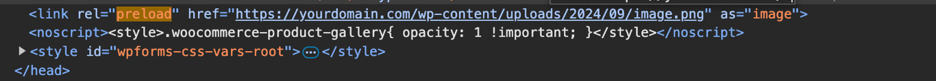 The preload tag in the HTML header