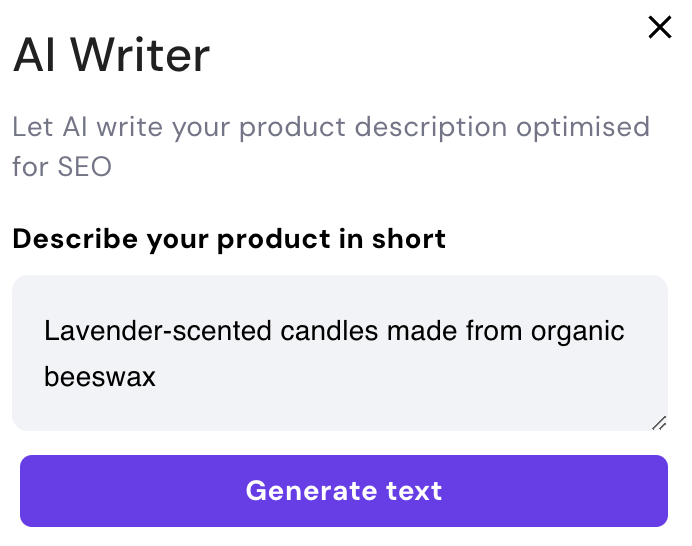 AI Writer panel within Hostinger Website Builder