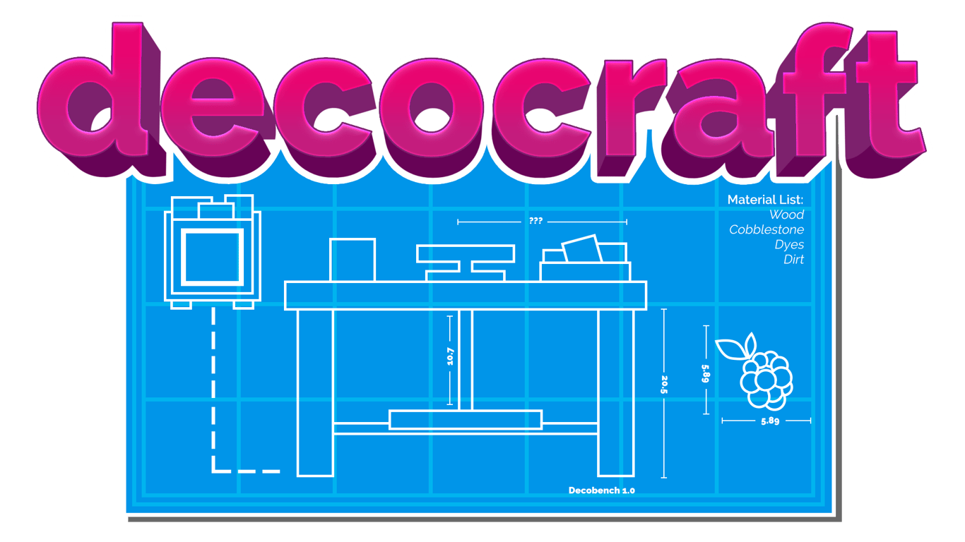decocraft logo with a blueprint of a desk below it