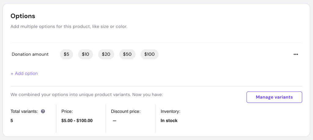Hostinger Website Builder Store manager edit donation product details