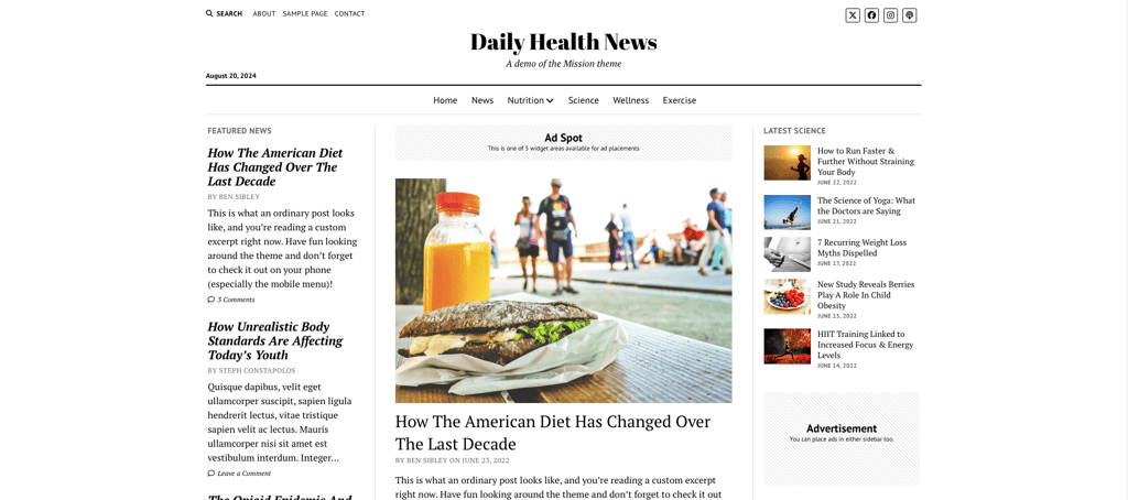 Mission News demo site