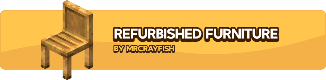 Image of a chair with a text "Refurbished Furniture by mrcrayfish" next to it