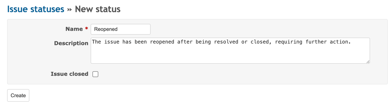 The New status fields in Redmine