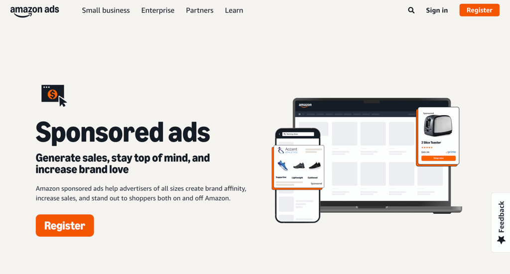 Amazon Ads homepage